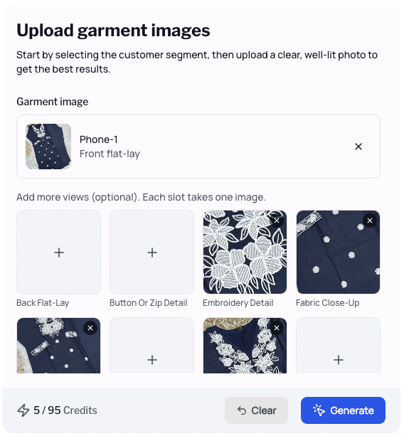 Stylly AI garment image selection